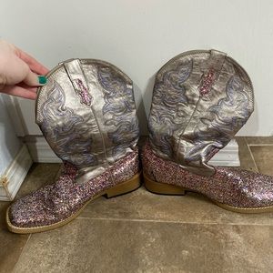 Roper Western Boots Womens Glitter Pink Gray 09-021-1901-0053 GY